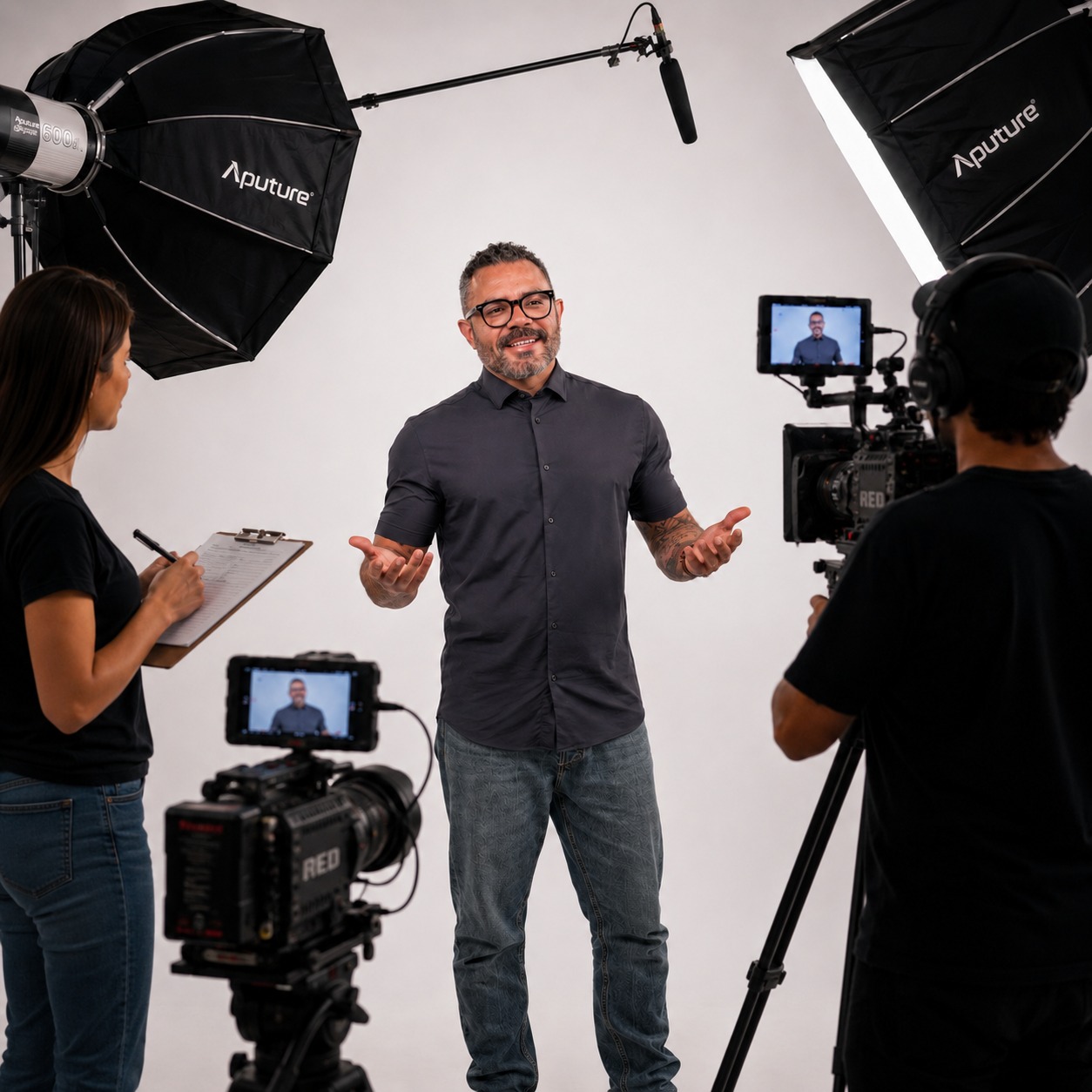 Dr. Ursinho em produção audiovisual com a equipe da 7G